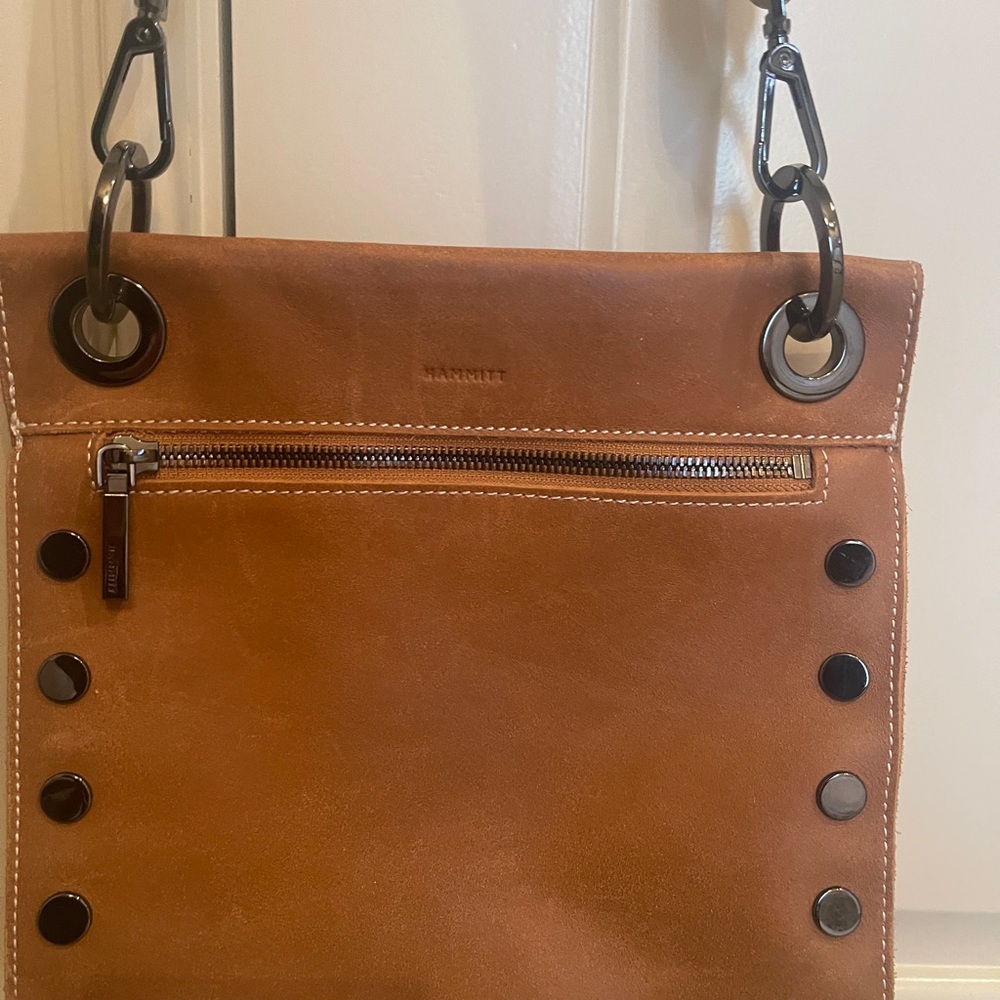 Hammitt Brown Crossbody Bag with Chain Straps and Studded Design